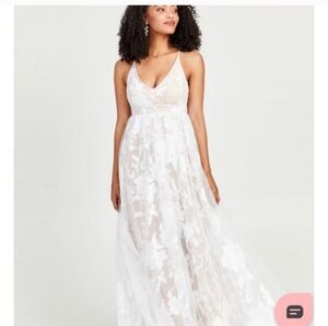 Arula Al'tard State Ethereal Floral Gown with Sheer Mettalic Floral Overlay